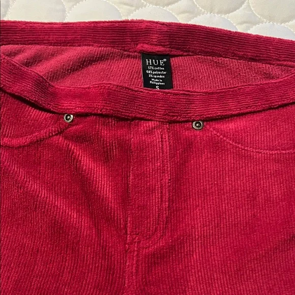 HUE Vibrant Red Corduroy Trousers - Picture 2 of 4